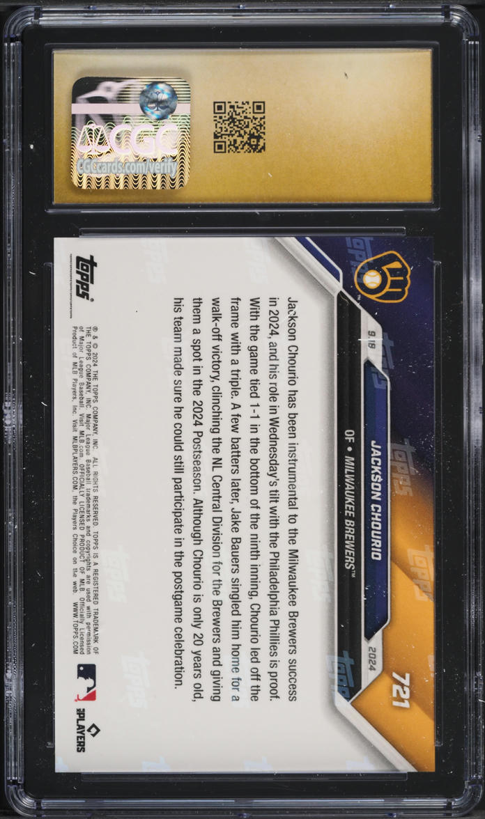 2024 Topps Now Jackson Chourio ROOKIE #721 CGC 10 PRISTINE