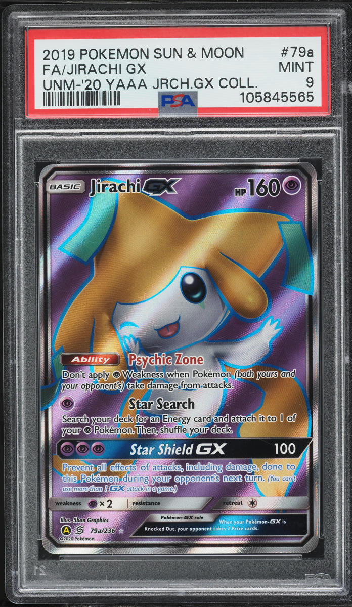 2019 Pokemon Sun & Moon Unified Minds Full Art Jirachi GX #79a PSA 9 MINT