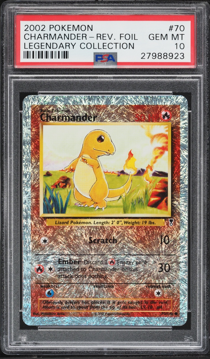 2002 Pokemon Legendary Collection Reverse Holo Charmander #70 PSA 10 GEM MINT