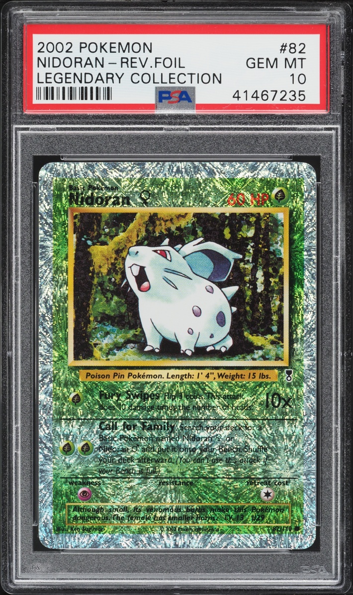 2002 Pokemon Legendary Collection Reverse Holo Nidoran #82 PSA 10 GEM MINT