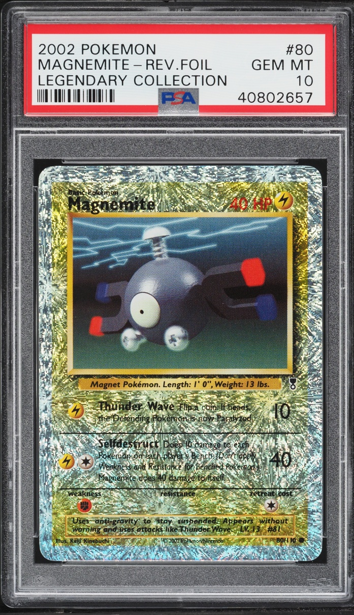 2002 Pokemon Legendary Collection Reverse Holo Magnemite #80 PSA 10 GEM MINT