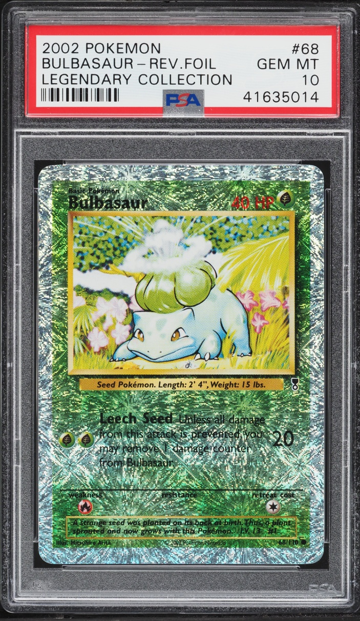 2002 Pokemon Legendary Collection Reverse Holo Bulbasaur #68 PSA 10 GEM MINT