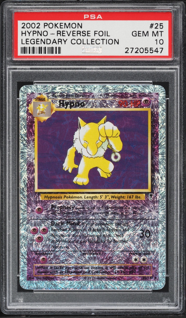 2002 Pokemon Legendary Collection Reverse Holo Hypno #25 PSA 10 GEM MINT