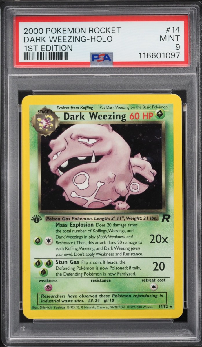 2000 Pokemon Team Rocket 1st Edition Holo Dark Weezing #14 PSA 9 MINT