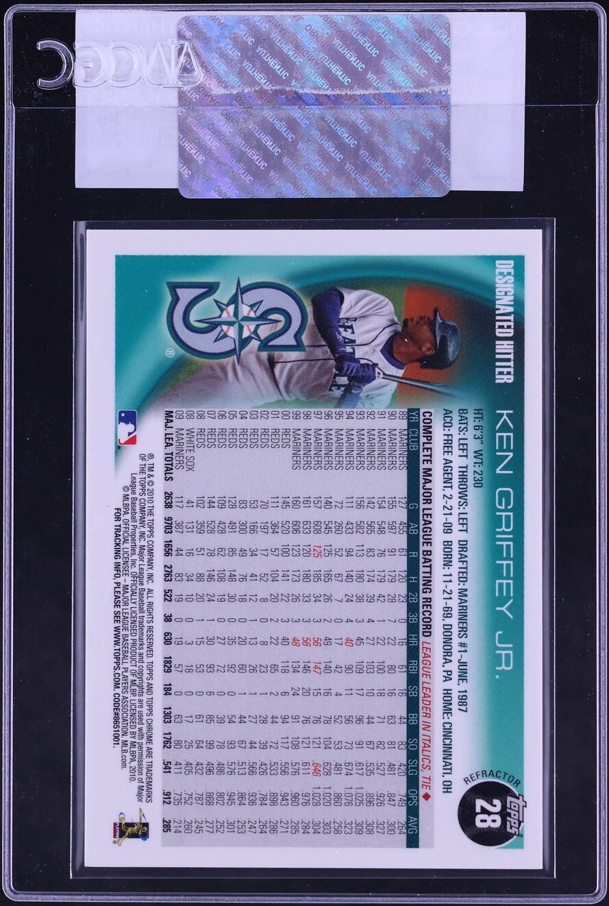 2010 Topps Chrome Refractor Ken Griffey Jr. #28 CGC AUTH