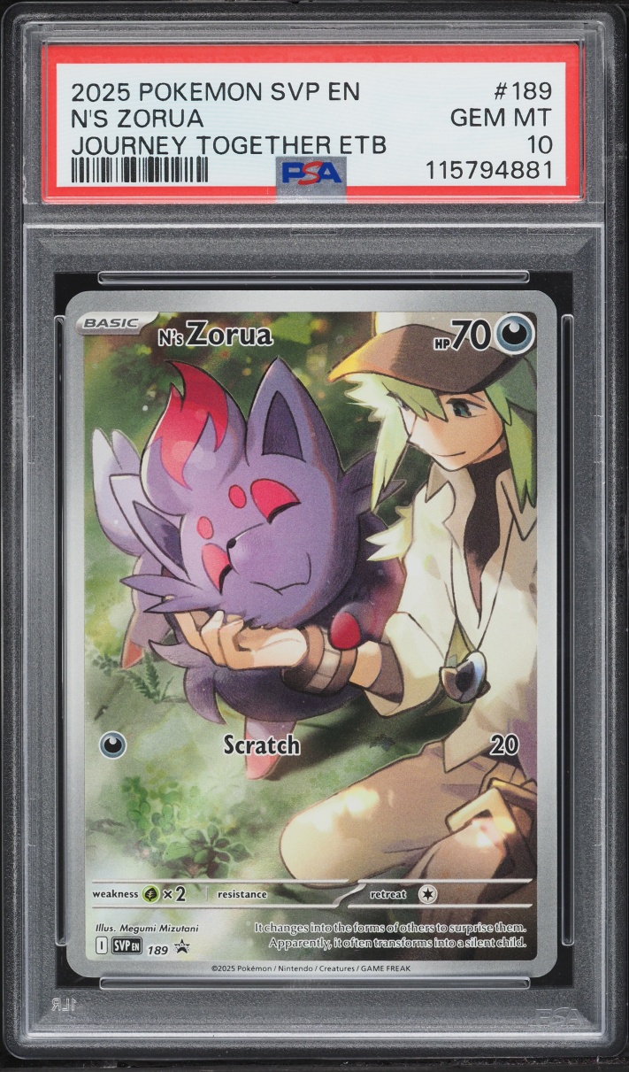 2025 Pokemon Scarlet & Violet Promo Journey Together ETB Full Art N's Zorua #189 PSA 10 GEM