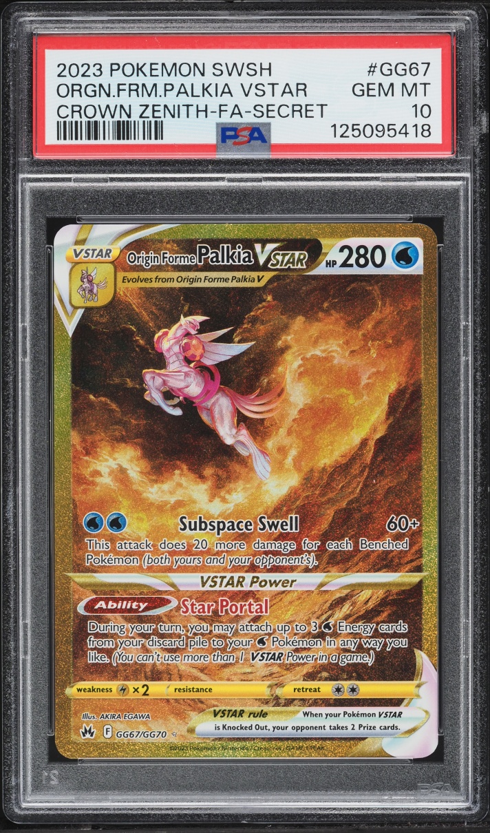 2023 Pokemon Sword & Shield Crown Zenith Gold Rare Origin Forme Palkia VSTAR #GG67 PSA 10 GEM