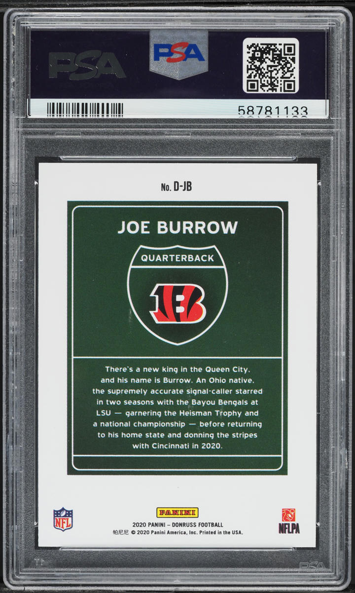2020 Donruss Downtown Joe Burrow ROOKIE #DJB PSA 9 MINT