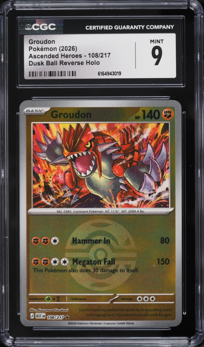 2026 Pokemon Mega Evolution Ascended Heroes Dusk Ball Holo Groudon #108 CGC 9 MINT