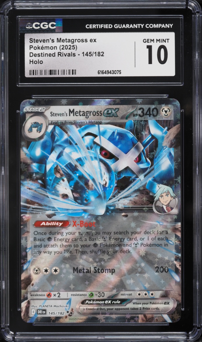 2025 Pokemon Scarlet & Violet Destined Rivals Holo Steven's Metagross Ex #145 CGC 10 GEM MINT