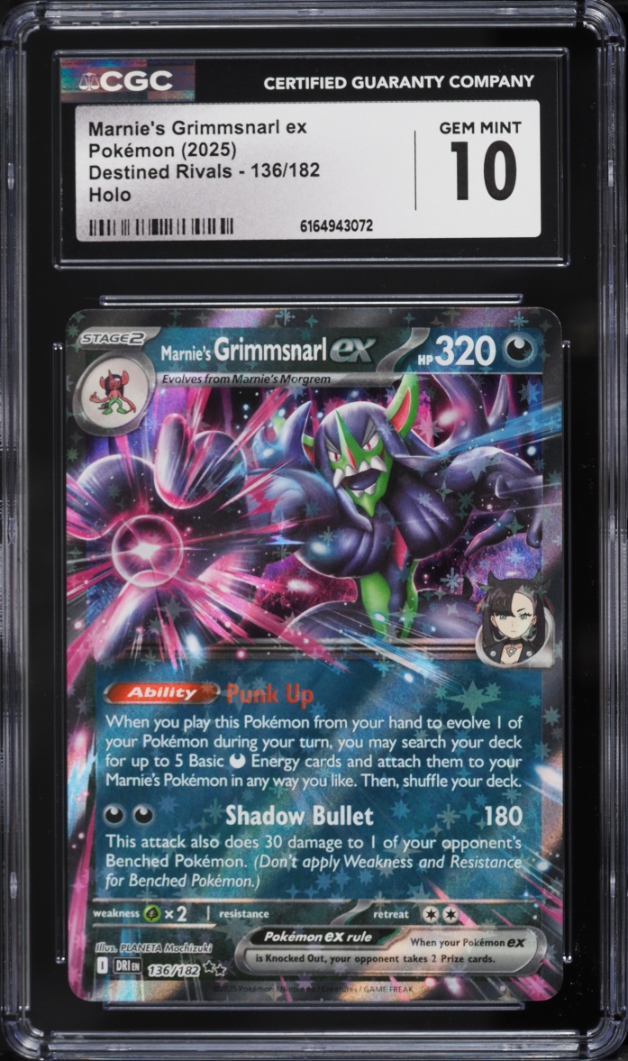 2025 Pokemon Scarlet & Violet Destined Rivals Holo Marnie's Grimmsnarl Ex #136 CGC 10 GEM MINT