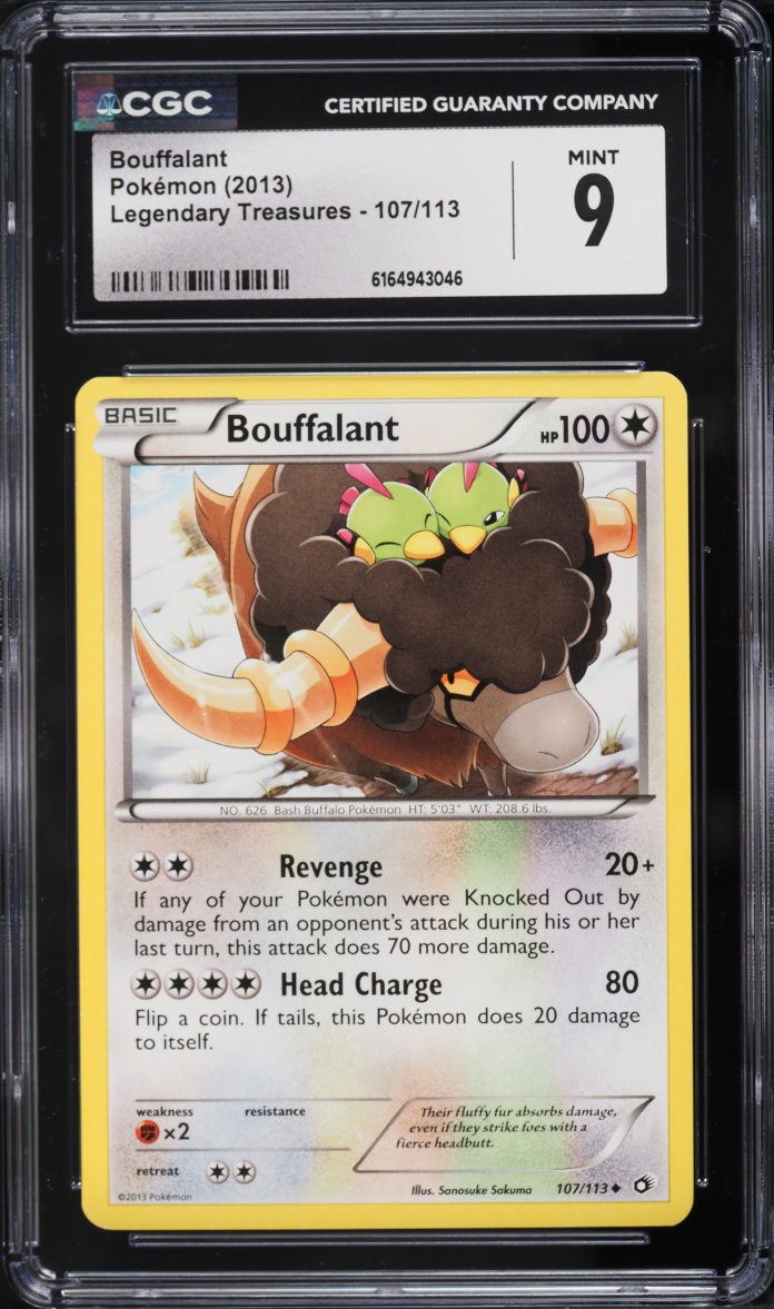 2013 Pokemon Black & White Legendary Treasures Bouffalant #107 CGC 9 MINT