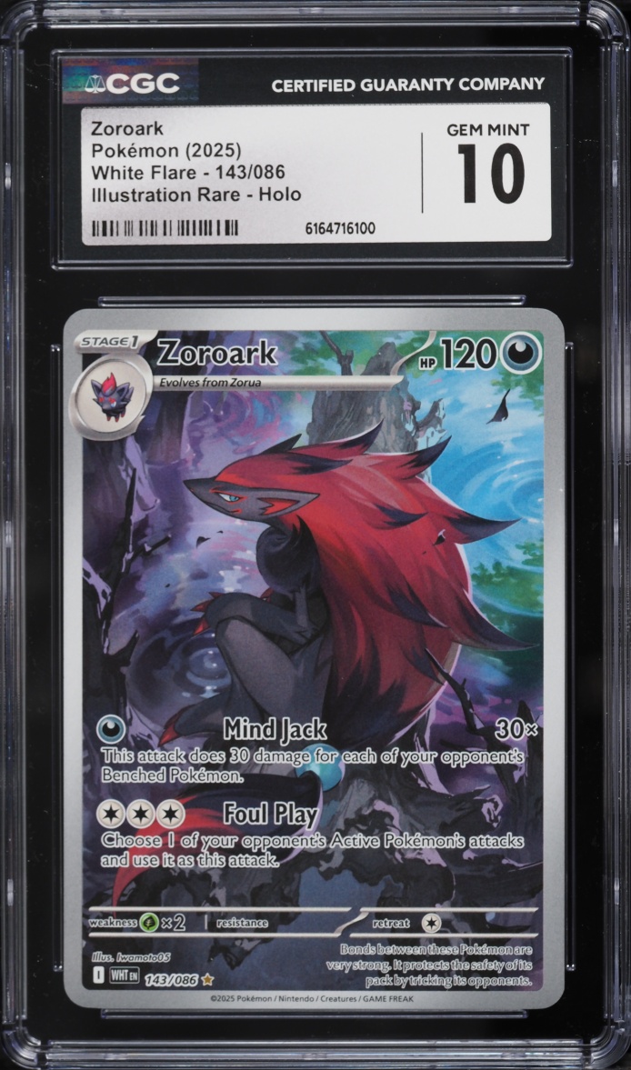 2025 Pokemon Scarlet & Violet White Flare IR Zoroark #143 CGC 10 GEM MINT