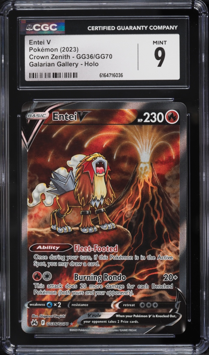 2023 Pokemon SWSH Crown Zenith Galarian Gallery Full Art Entei V #GG36 CGC 9 MINT