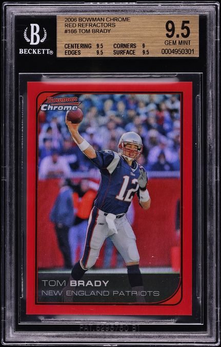 2006 Bowman Chrome Red Refractor Tom Brady /5 #166 BGS 9.5 GEM MINT