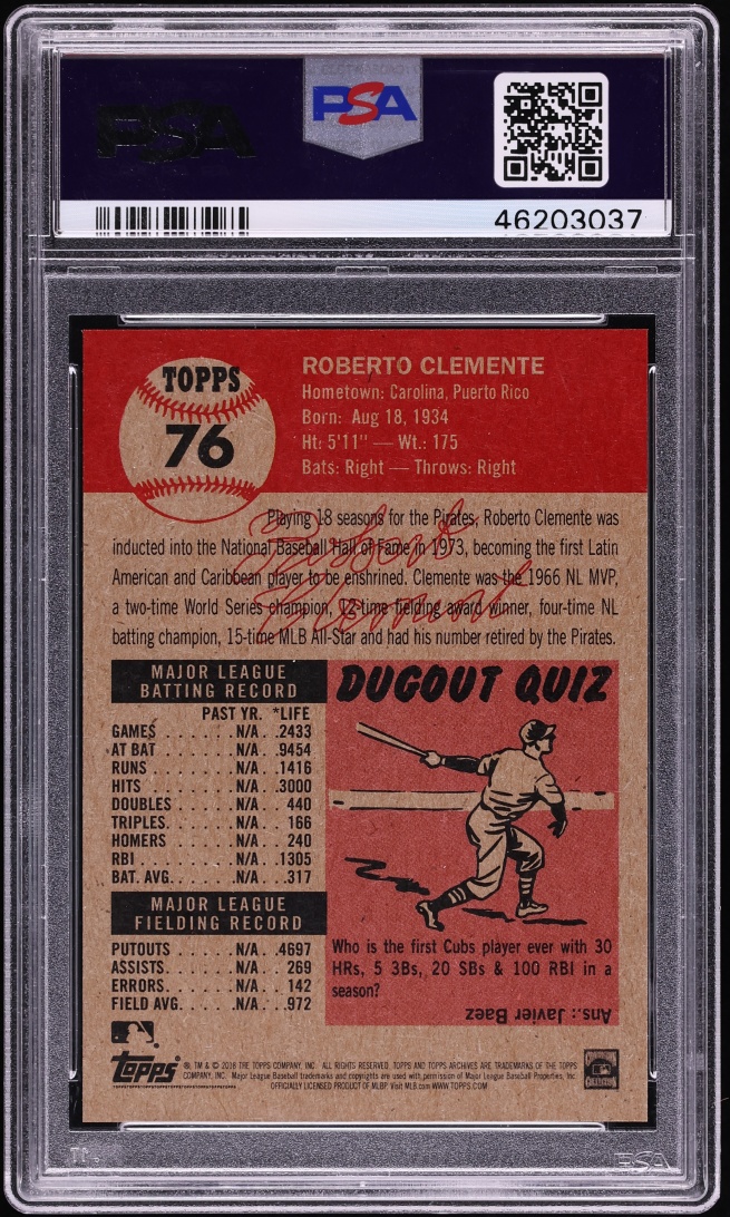 2018 Topps Living Roberto Clemente #76 PSA 10 GEM MINT