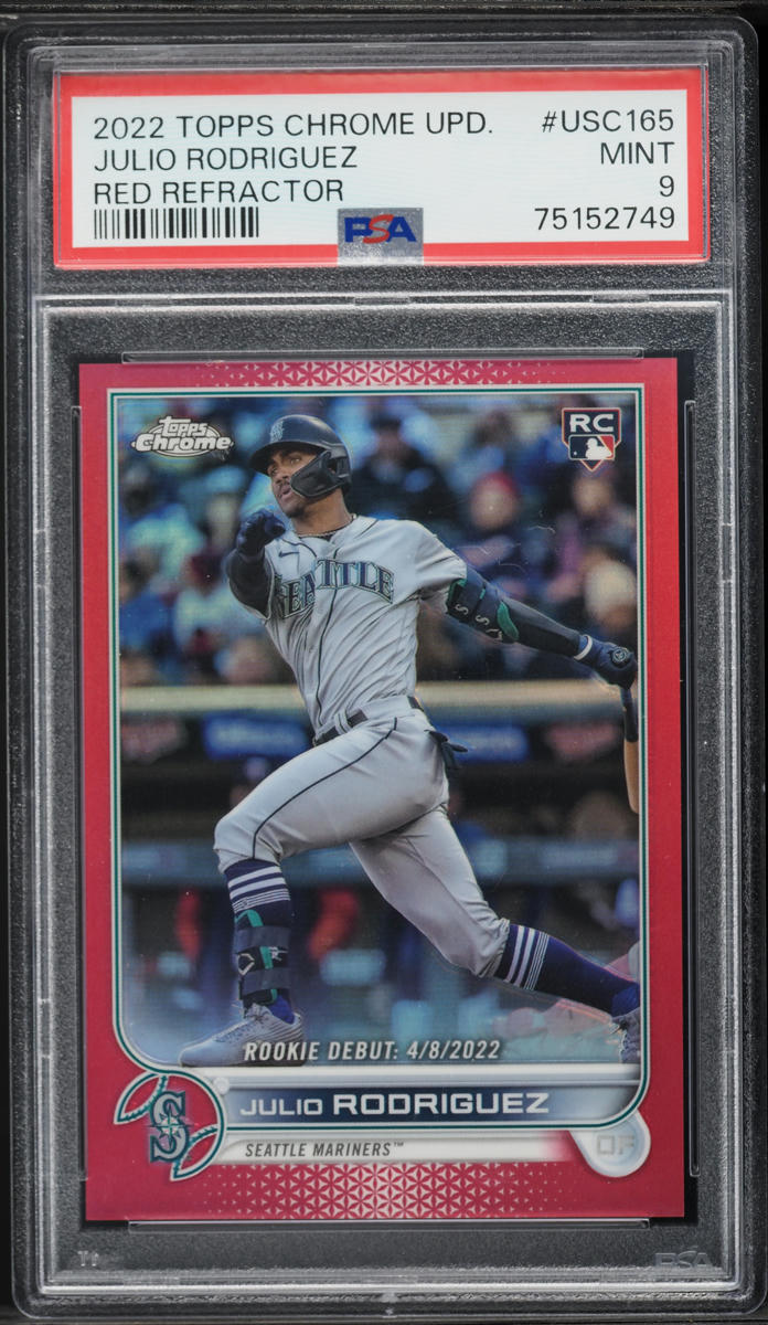 2022 Topps Chrome Update Red Refractor Julio Rodriguez ROOKIE /25 #USC165 PSA 9 MINT