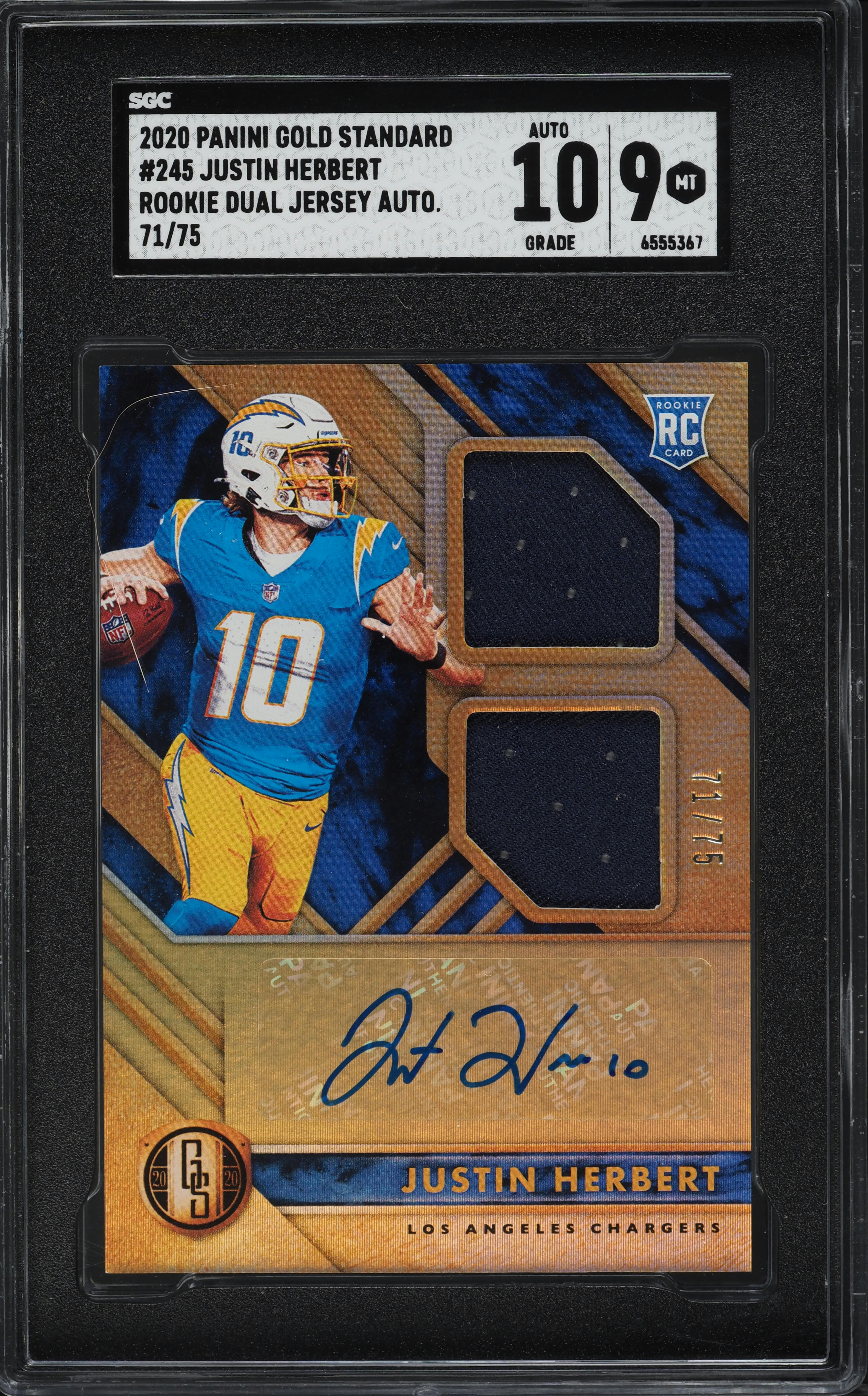 PANINI NFLカード GOLD STANDARD JUSTIN HERBERT LOS ANGELES CHARGERS 18/75 #103 送料無料 中古 IT1 2020 Panini Gold Standard Justin Herbert ROOKIE PATCH AUTO