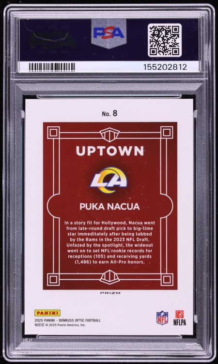 2025 Donruss Optic Uptown Puka Nacua #8 PSA 10 GEM MINT