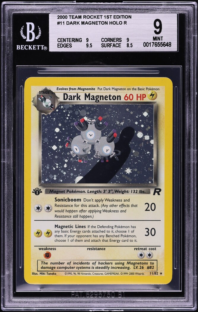 2000 Pokemon Team Rocket 1st Edition Holo Dark Magneton #11 BGS 9 MINT