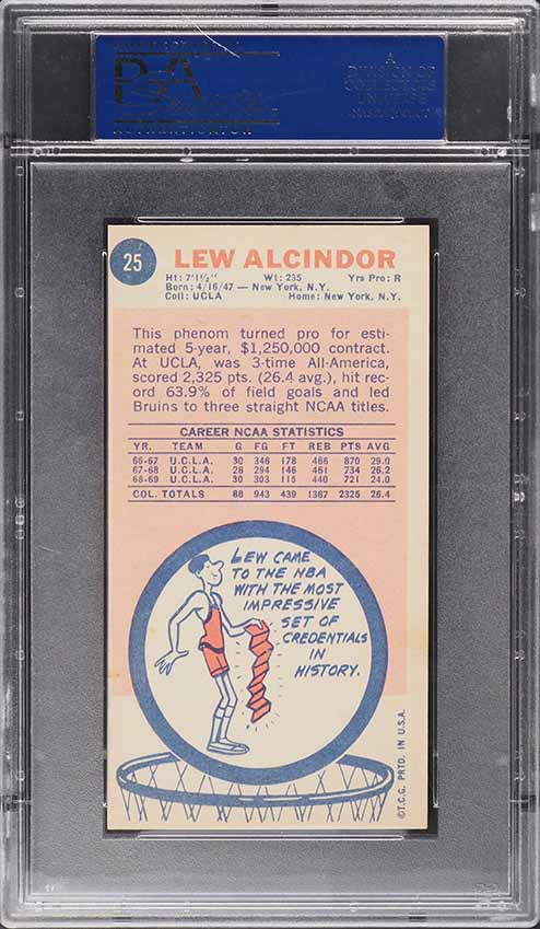 1969 Topps Basketball Lew Alcindor ROOKIE #25 PSA 4 VGEX