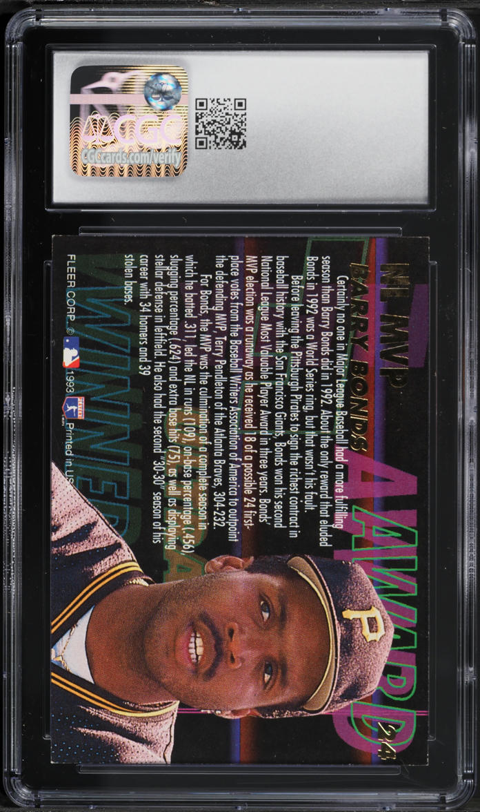 1993 Ultra Award Winners Barry Bonds #24 CGC 6 EXMT