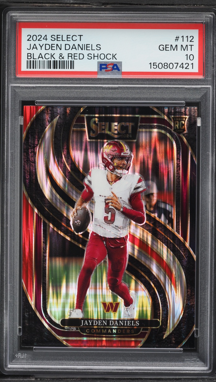 2024 Select Premier Level Black & Red Shock Prizm Jayden Daniels ROOKIE #112 PSA 10 GEM MINT