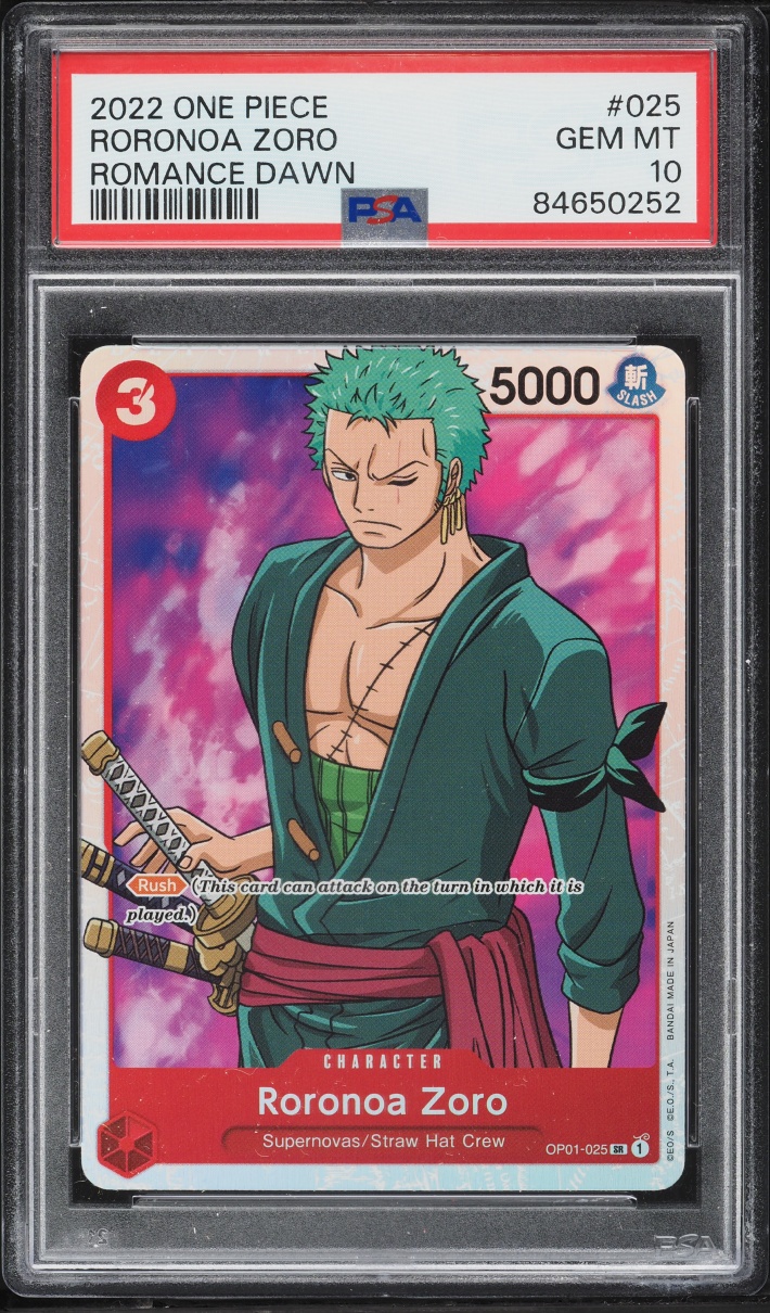 2022 One Piece Romance Dawn Roronoa Zoro #OP01-025 PSA 10 GEM MINT