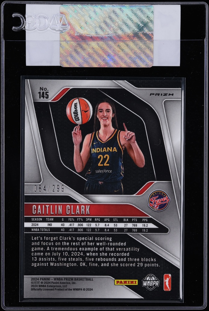 2024 Panini Prizm WNBA Red Caitlin Clark ROOKIE /299 #145 CGC AUTH - Photo 2