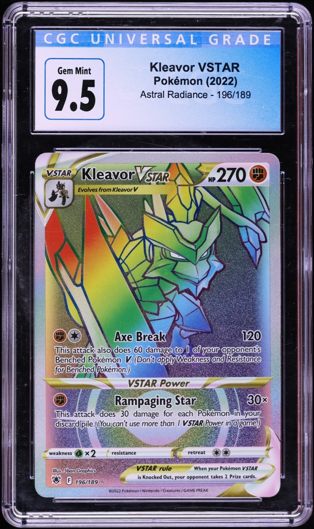 2022 Pokemon Sword & Shield Astral Radiance Hyper Rare Kleavor VSTAR #196 CGC 9.5 GEM MINT