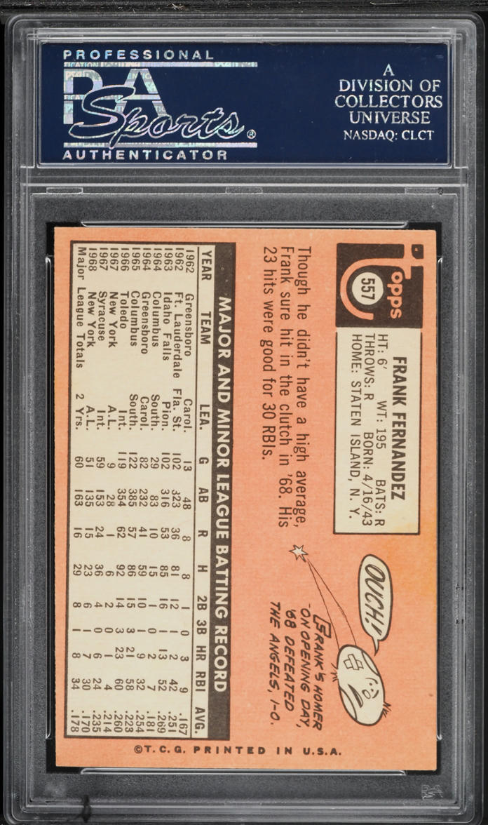 1969 Topps Frank Fernandez #557 PSA 8 NM-MT