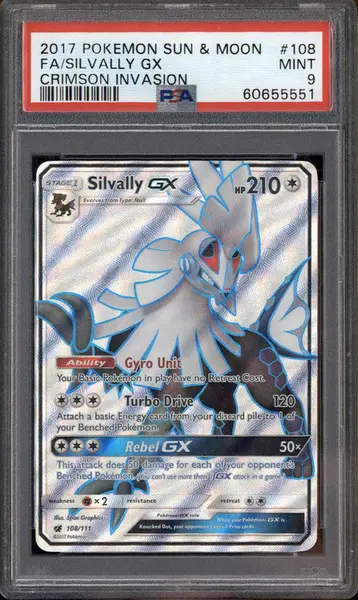2017 Pokemon Sun & Moon Crimson Invasion #108 Silvally GX Full Art PSA 9