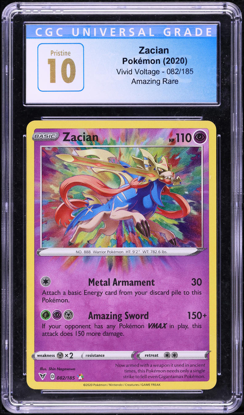 2020 Pokemon SWSH Vivid Voltage Amazing Rare Zacian #82 CGC 10 PRISTINE