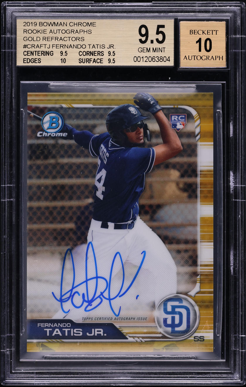 2019 Bowman Chrome Gold Refractor Fernando Tatis Jr. Rookie AUTO Pro JSY # 23/50 BGS 9.5 - Photo 1