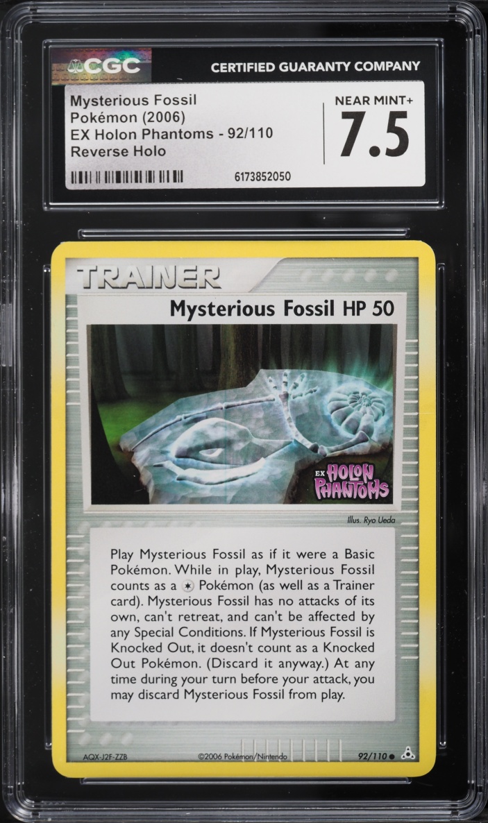2006 Pokemon EX Holon Phantoms Reverse Holo Mysterious Fossil #92 CGC 7.5 NRMT+
