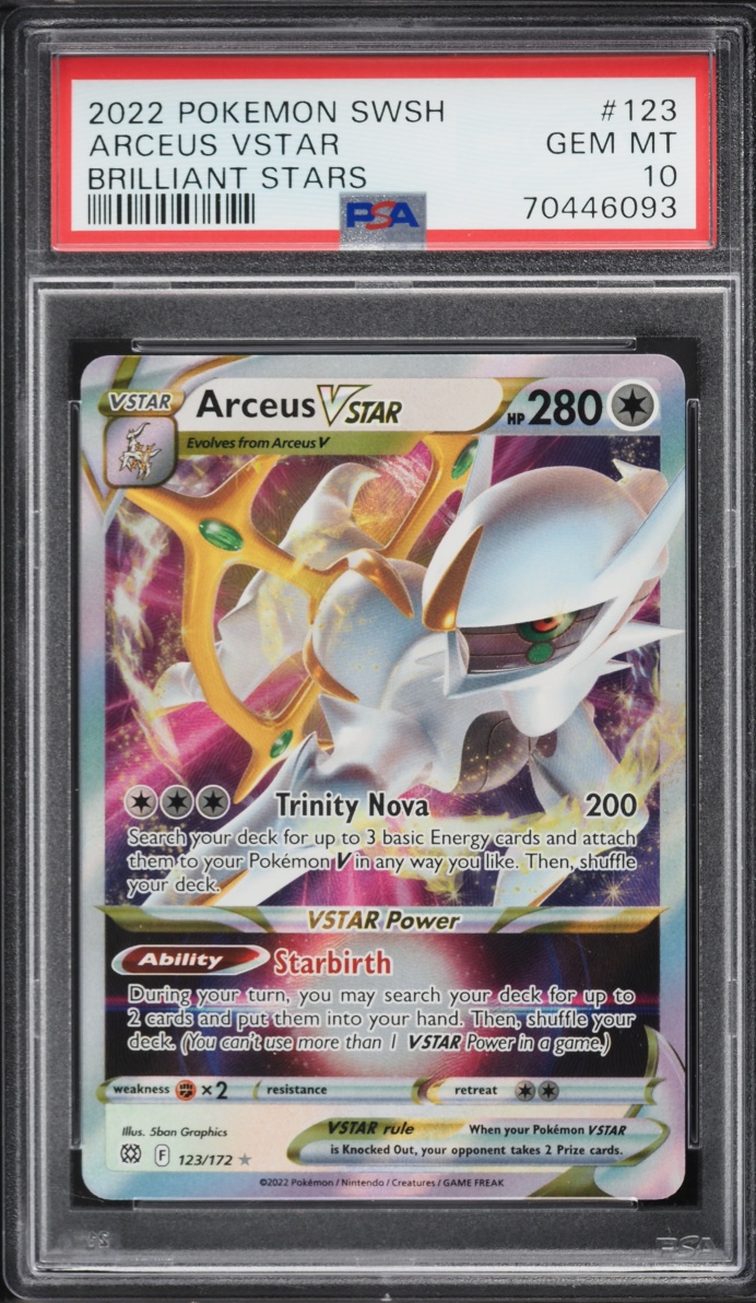 2022 Pokemon Sword & Shield Brilliant Stars Holo Arceus VSTAR #123 PSA 10 GEM MINT