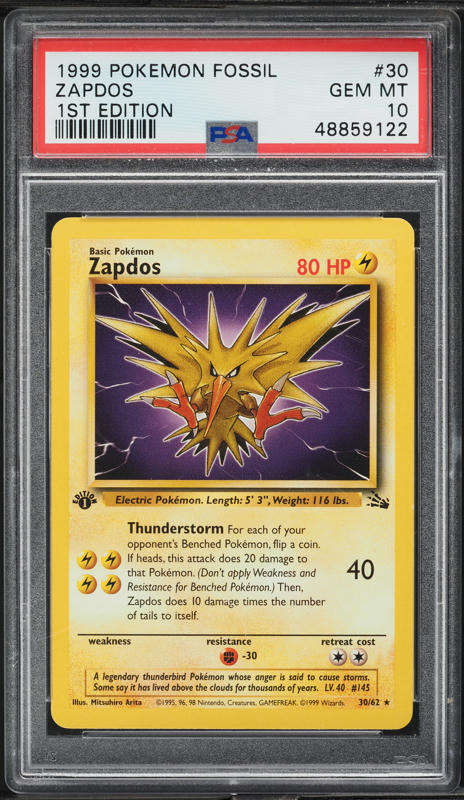 1999 Pokemon Base Set 1st Edition Holo Zapdos #16 PSA 9 MINT on