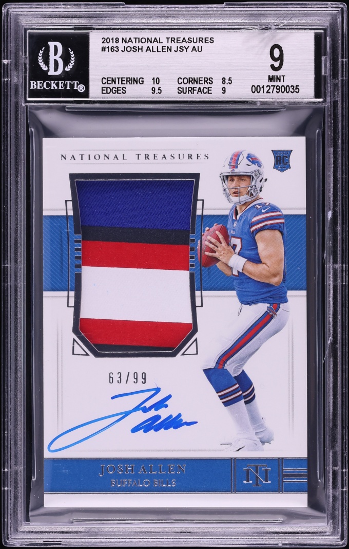 2018 National Treasures Josh Allen ROOKIE PATCH AUTO /99 #163 BGS 9 MINT