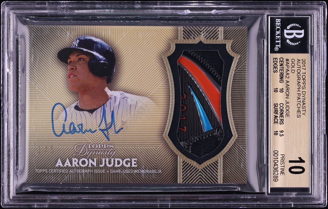 2017 Topps Dynasty Gold Aaron Judge ROOKIE PATCH AUTO 1/5 #AP-AA2 BGS 10 PRISTINE