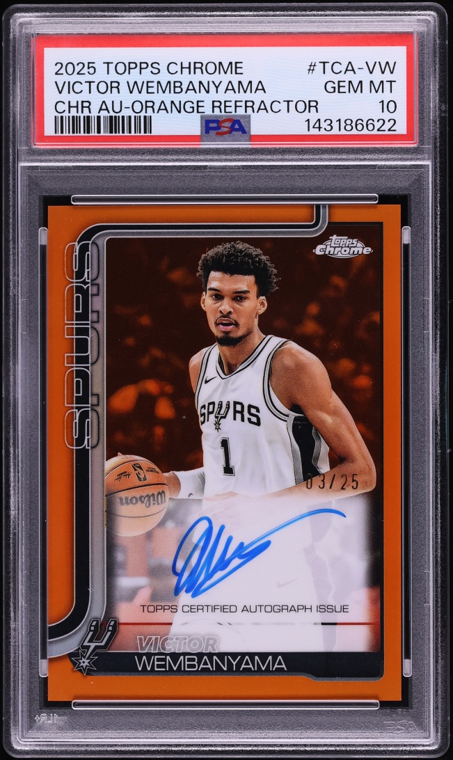 2025 Topps Chrome Orange Refractor Victor Wembanyama AUTO /25 #TCA-VW PSA 10 GEM MINT