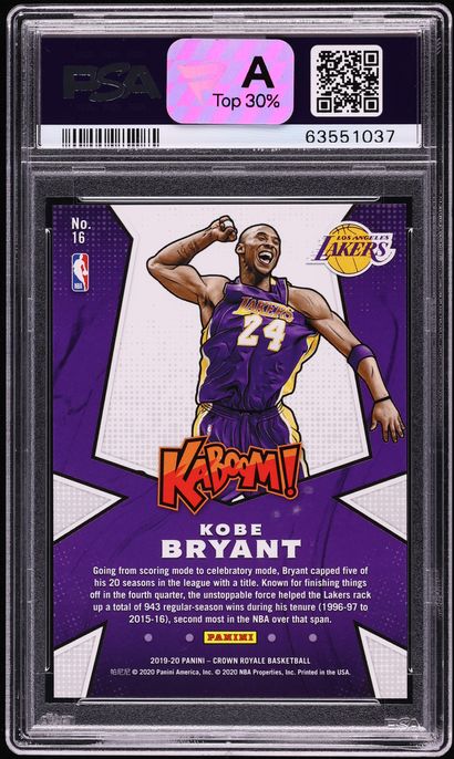 2019 Crown Royale Kaboom! Kobe Bryant #16 PSA 10 GEM MINT