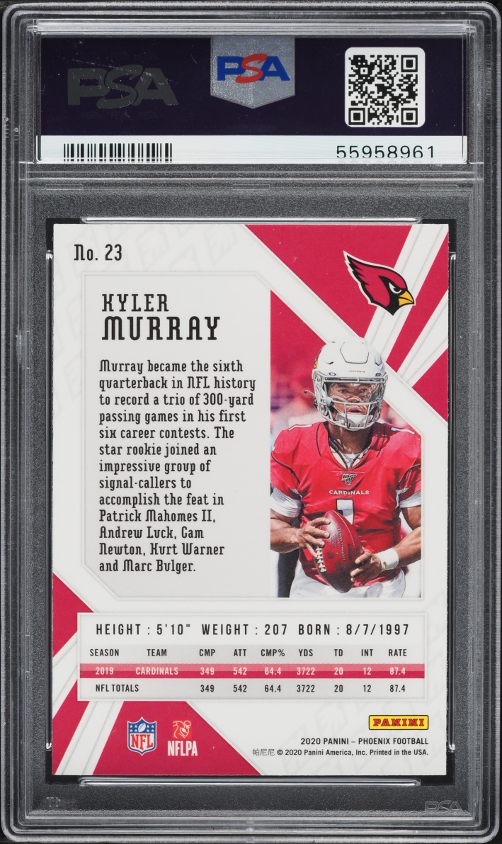2020 Panini Phoenix Fire Burst Kyler Murray #23 PSA 9 MINT
