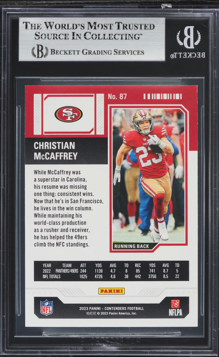 2023 Panini Contenders Season Ticket Retail Christian McCaffrey #87 BGS 9 MINT