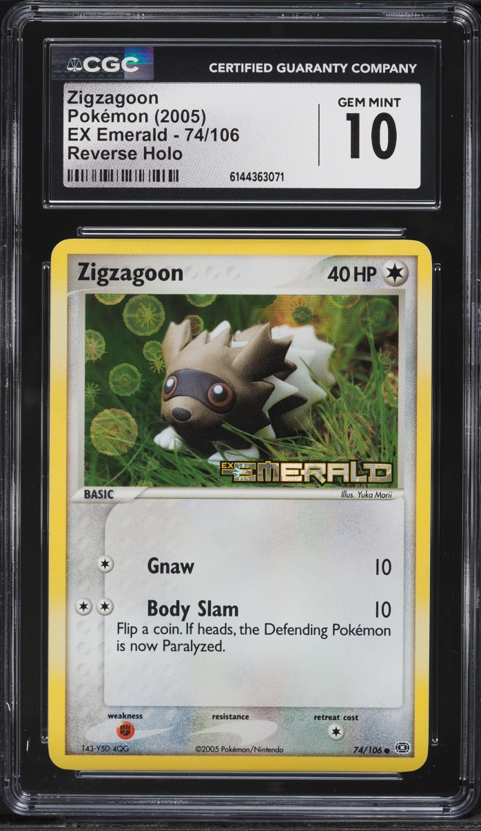 2005 Pokemon EX Emerald Reverse Holo Zigzagoon #74 CGC 10 GEM MINT