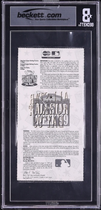 1999 MLB All-Star Workout Ticket Stub Ken Griffey Jr. 3rd HR Derby Championship AUTO BGS 5 EX - Photo 2