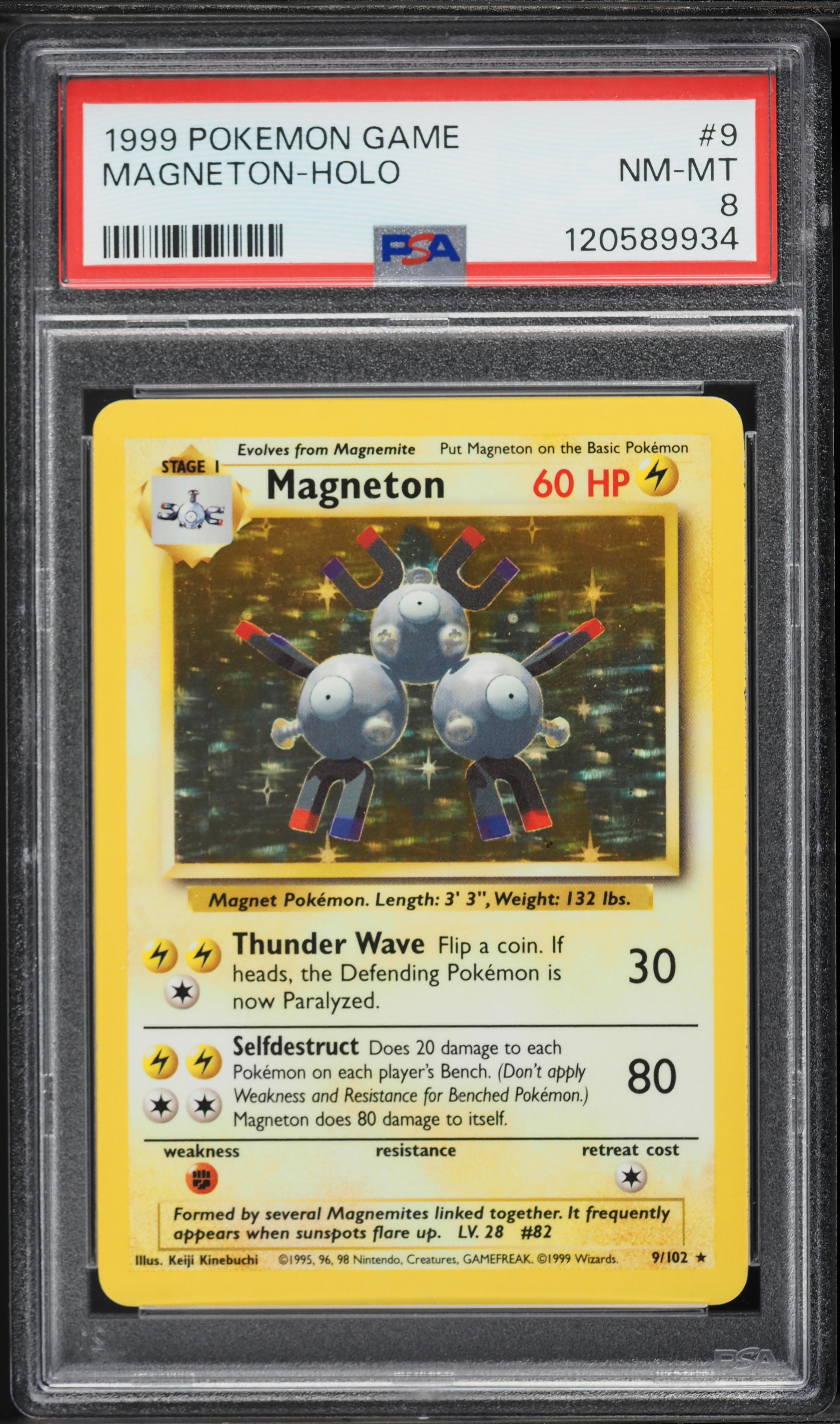 1999 Pokemon Base Set Holo Magneton #9 PSA 8 NM-MT