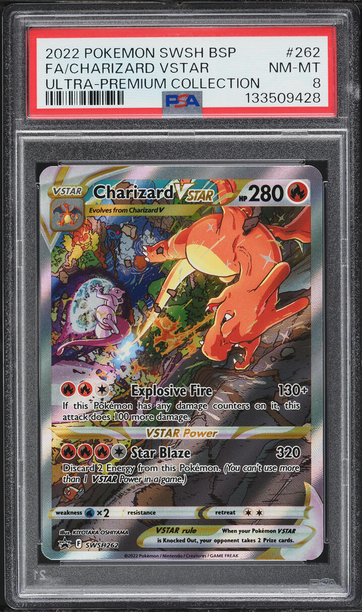 2022 Pokemon Sword & Shield Promo Ultra Premium Collection Alt Art Charizard VSTAR #262 PSA 8