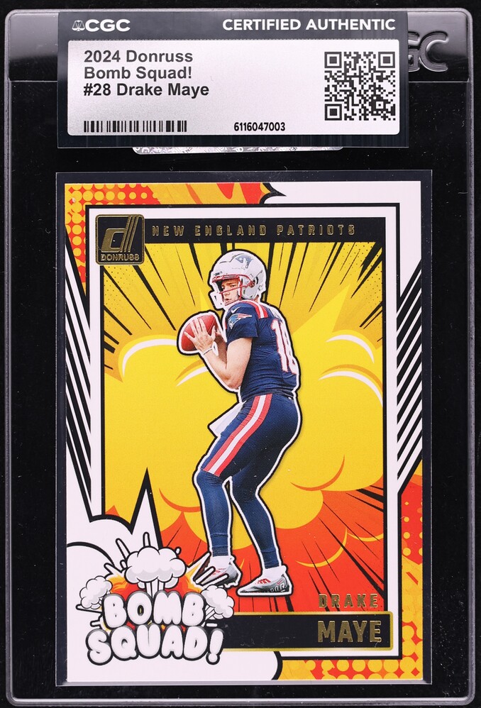 2024 Donruss Bomb Squad! Drake Maye ROOKIE #28 CGC AUTH