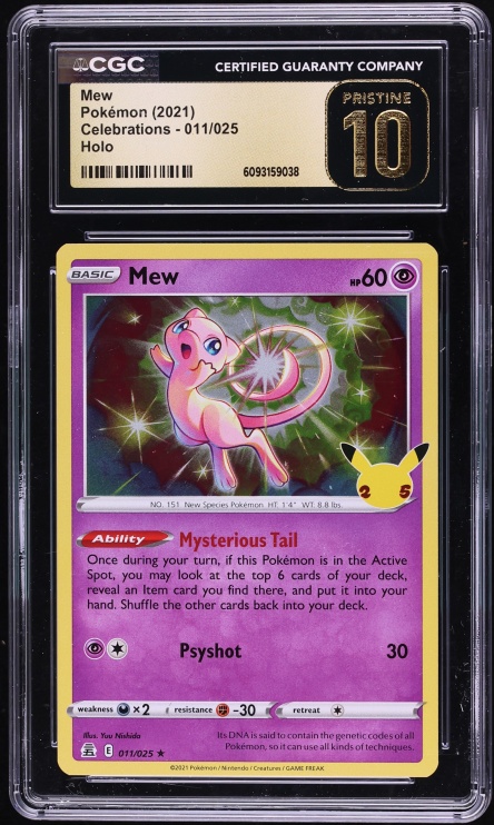 2021 Pokemon Sword & Shield Celebrations Holo Mew #11 CGC 10 PRISTINE - Photo 1