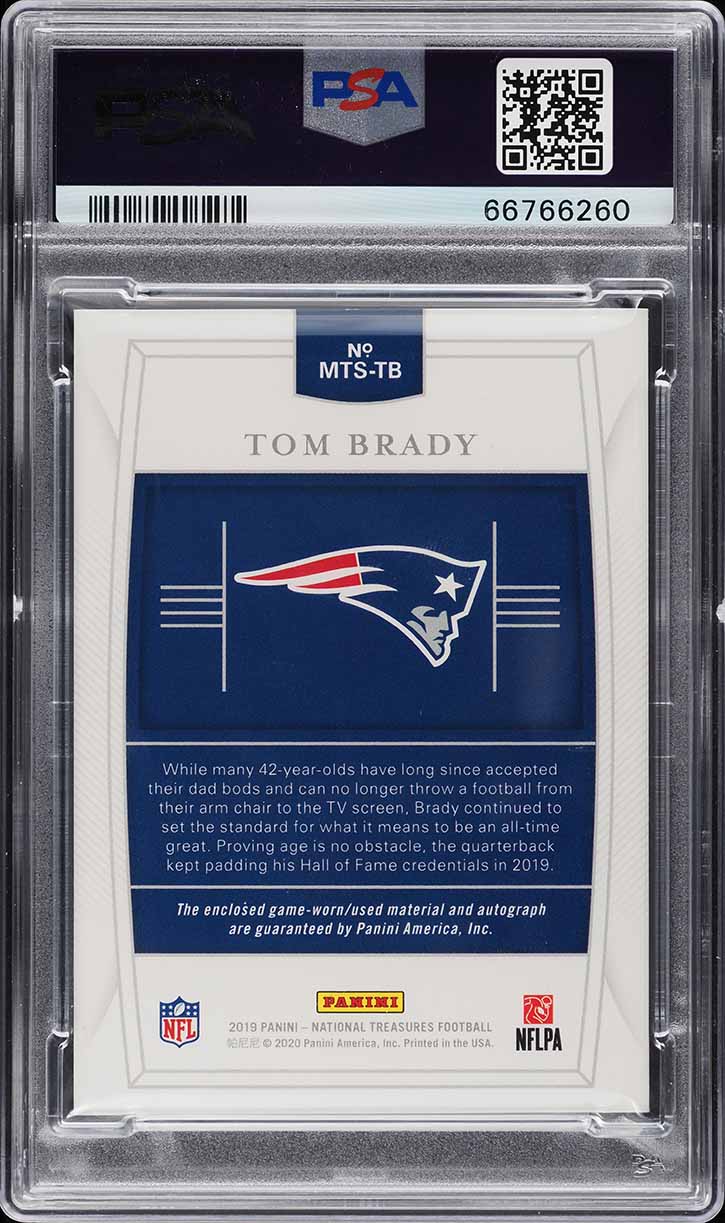 2019 National Treasures Material Signatures Tom Brady PATCH AUTO /10 PSA 9 MINT